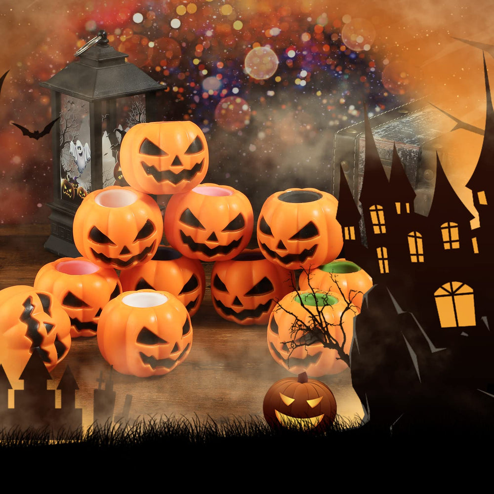 BILLMOSS Halloween pumpkin squishy package-open showcasing a 12-piece set.