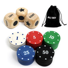 Bilywey Left Right Center wood dice set for family game night