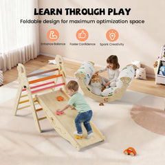 Bimomiki Pikler triangle gift-ready set supports early development.