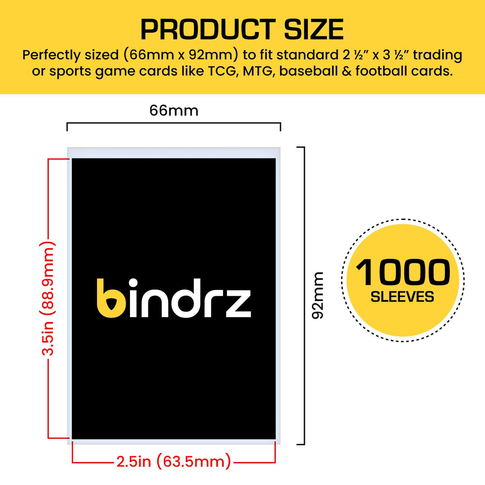 Bindrz high-clarity polypropylene sleeves showcase card details while resisting moisture and scratches