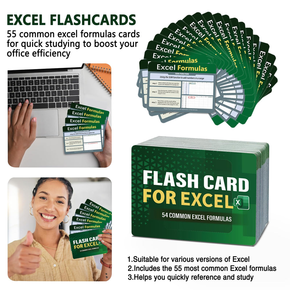 Bingbrofam Excel formulas flash cards with clear fonts for fast scanning.