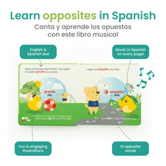 Binibi Spanish Musical Book child listening to music enhances language exposure.