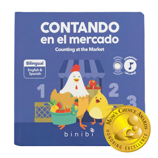 Binibi Spanish musical book cover with bright illustrations for early learning