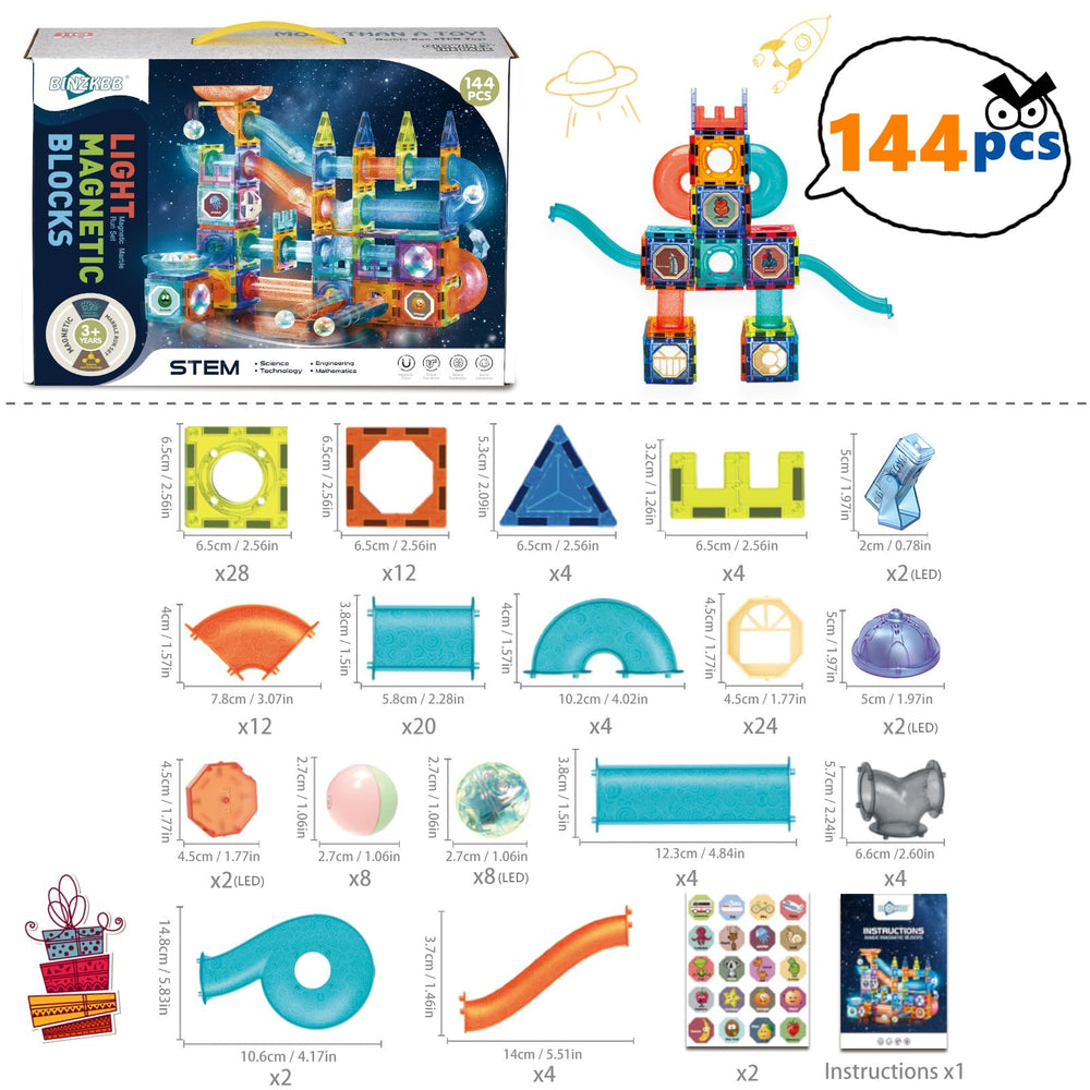 BINZKBB magnetic tiles gift-ready set ideal for birthdays and holidays.