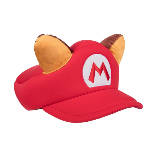 Bioworld Super Mario raccoon hat ears front view ideal for cosplay and character details.