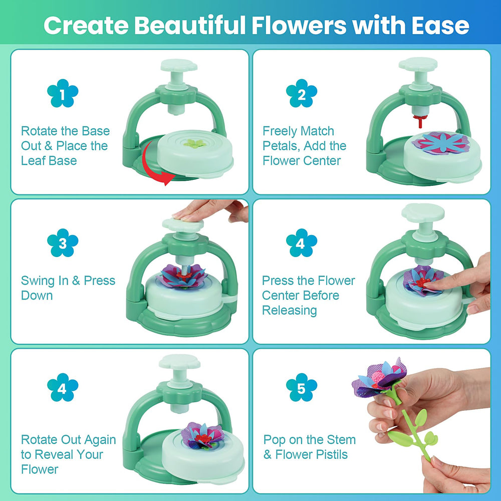 Wearable flower jewelry from the BIRANCO kit sparks imaginative dress-up.