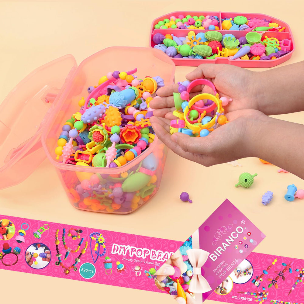 Biranco Pop Beads necklace creation showcases vibrant beads for a stylish DIY.