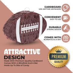Birchio football pinata filling port demonstrates simple access to candies and small toys
