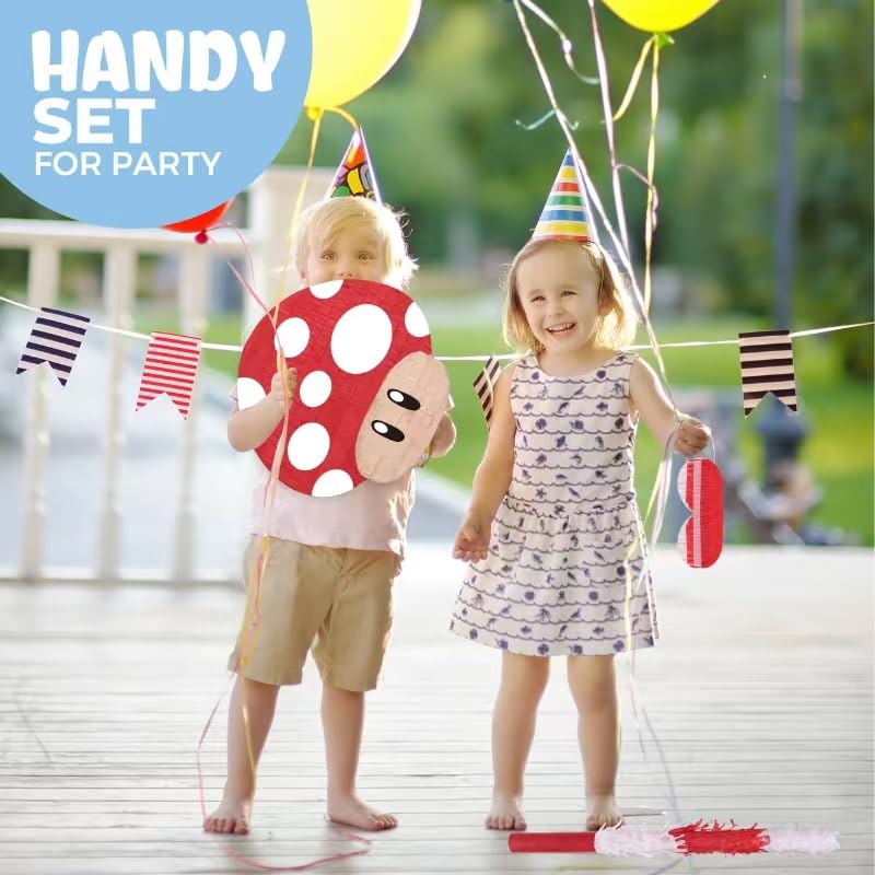 Birchio Mushroom Pinata decoration adds charm to theme parties and kid-friendly events.