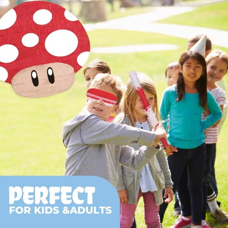 Birchio Mushroom Pinata filled with candies and mini toys creates surprise moments during games.