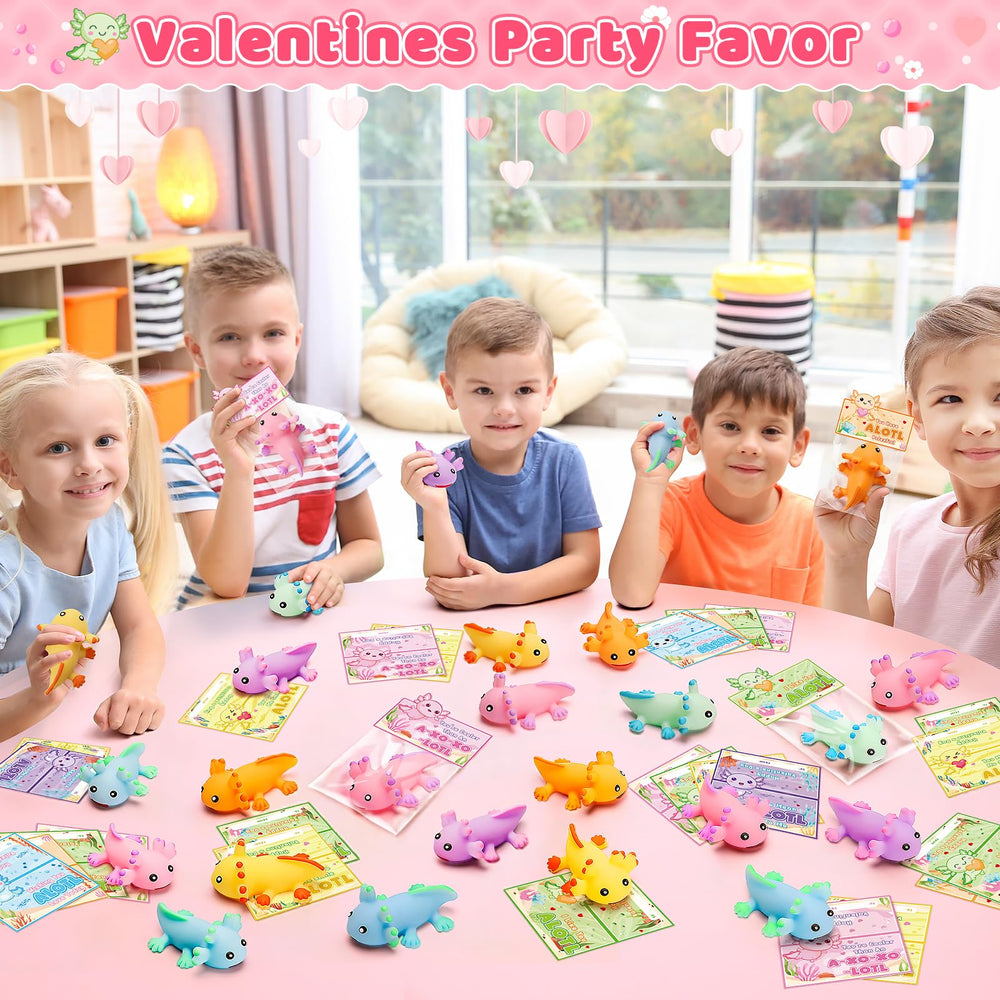 24 cards and 24 axolotl toys create a complete set.