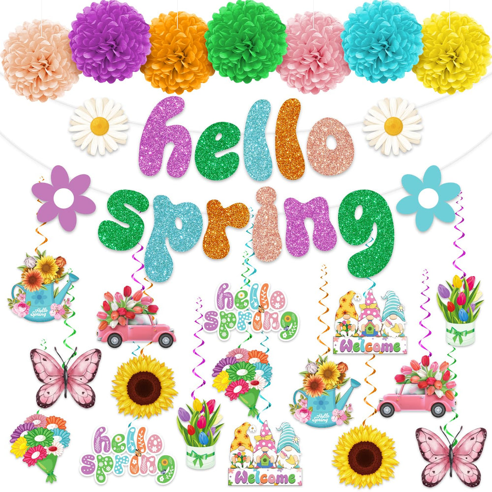 Biswiter Hello Spring banner brightens celebratory spaces.
