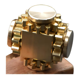 Bitopbi Pure Brass Fidget Cube gears close-up for focused work and tactile satisfaction.