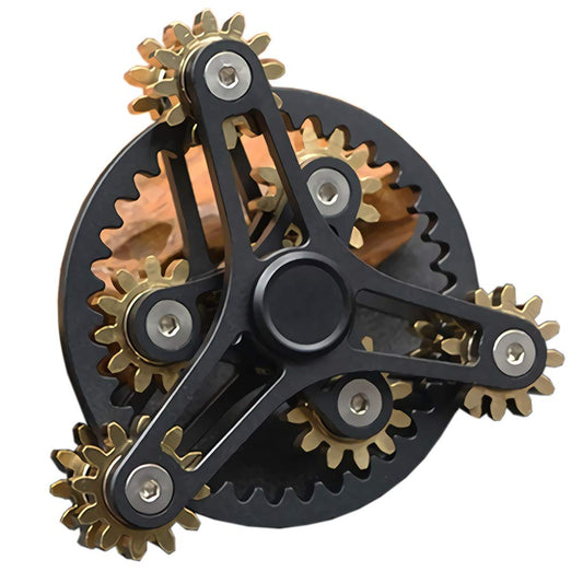 Bitopbi Pure Brass Spinner gears linkage front view for focused attention