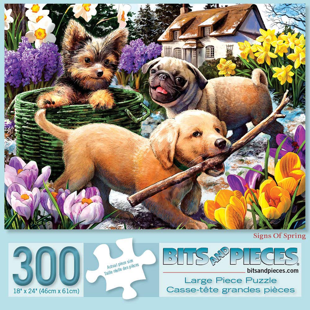 Bits and Pieces Opening Day puzzle featuring a red shed on Spring's first day