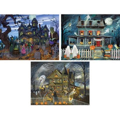 Bits and Pieces puzzle pieces on table highlight large 300-piece format for adults.