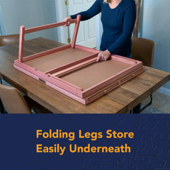 Bits and Pieces puzzle table with extendable legs for adjustable height.
