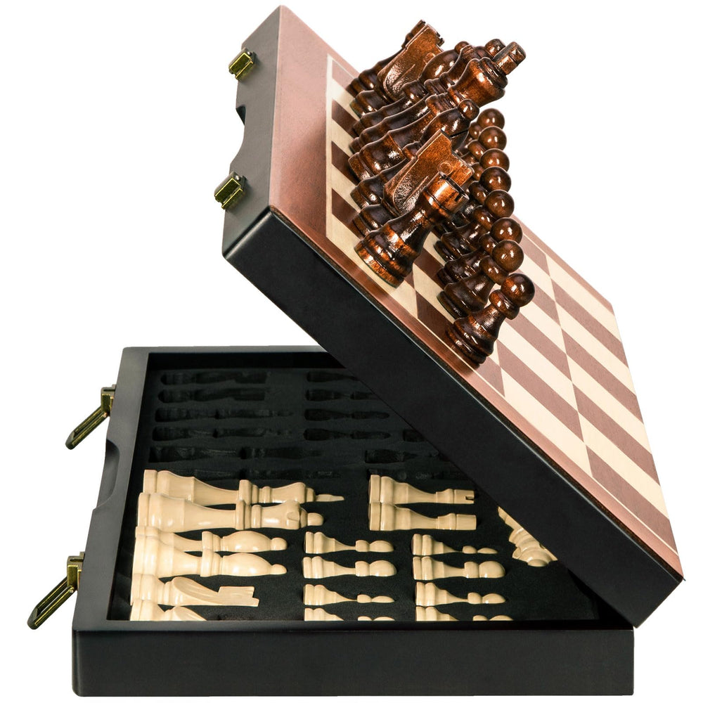 BIVOMON 15-inch wooden chess board with natural grain for smooth gameplay.