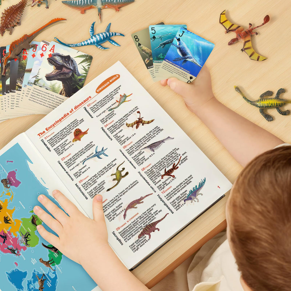 BIWASE dinosaur collection on display supports family reading sessions.