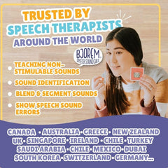 Bjorem Speech 2nd Edition cue-tip on back links actions to sounds.