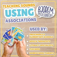 Bjorem Speech 2nd Edition vowel cards front support vowel awareness with vivid illustrations.