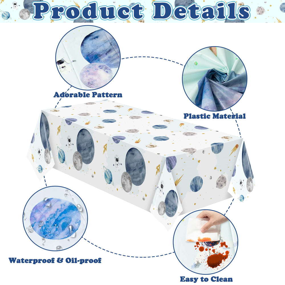 BkeeCten Earth and Saturn design tablecloth for family gatherings and table protection