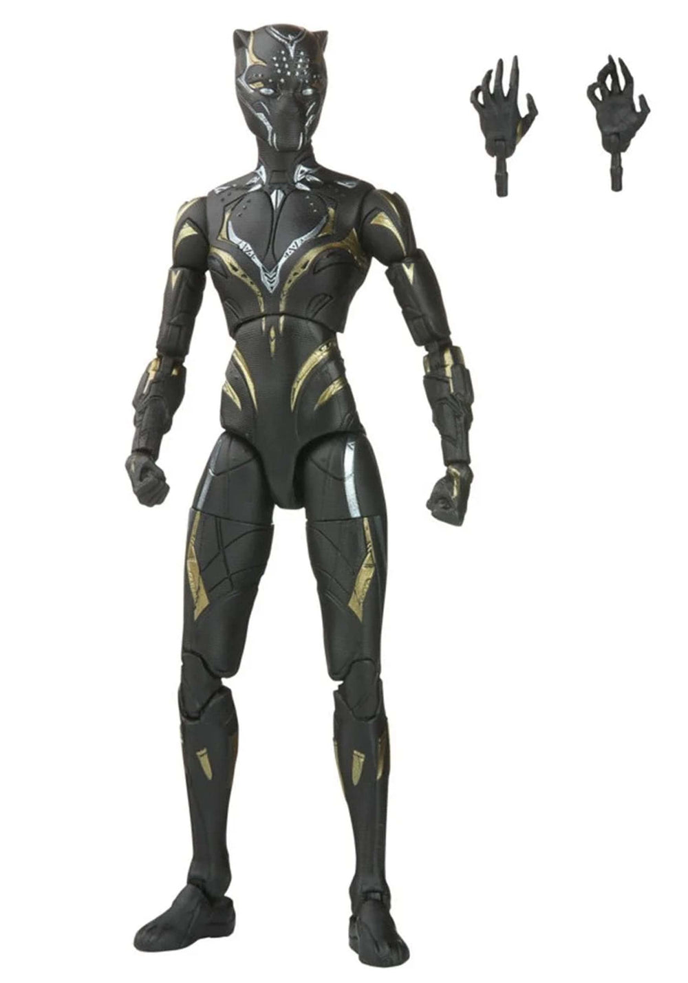 Black Panther Wakanda Forever 6-inch action figure with movie-inspired design for display and posing.