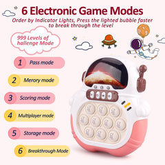 Blackma pink astronaut handheld puzzle game for engaging, screen-free play.