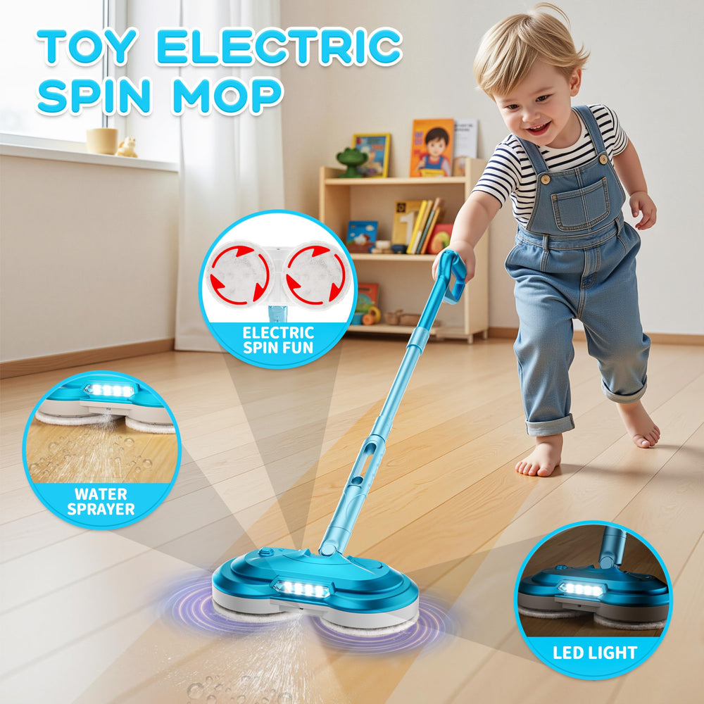 BLAXTEM mop with water tank demonstrating realistic spray during play
