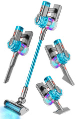 BLAXTEM toy vacuum demonstrates kid-friendly suction for pretend cleanup