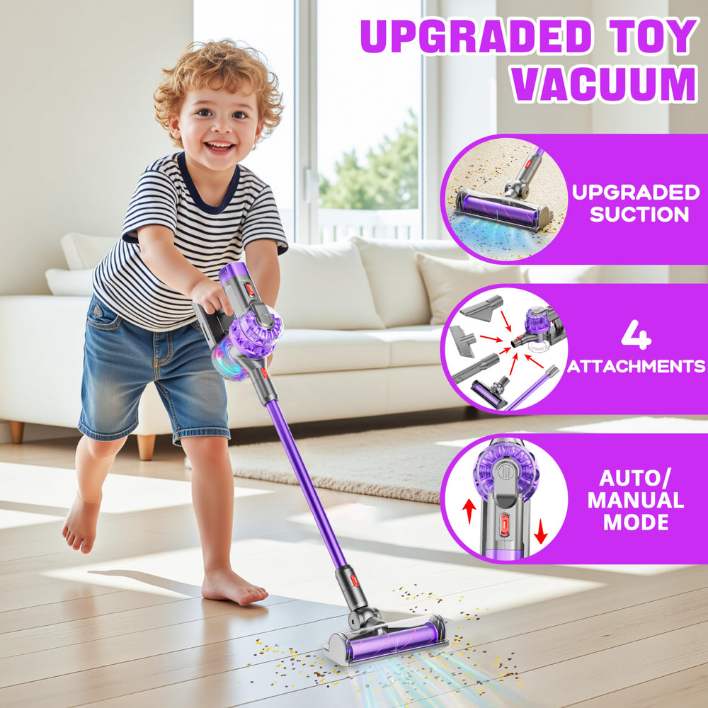 BLAXTEM toy vacuum with crevice attachment reaches tight corners during pretend play