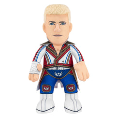 Bleacher Creatures Cody Rhodes 10-inch plush face detail, ideal for display and photos.