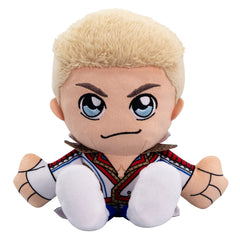 Bleacher Creatures Cody Rhodes chibi inspired plush for display.