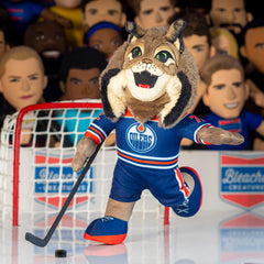 Bleacher Creatures Edmonton Oilers Hunter 10 side view enhances display presence
