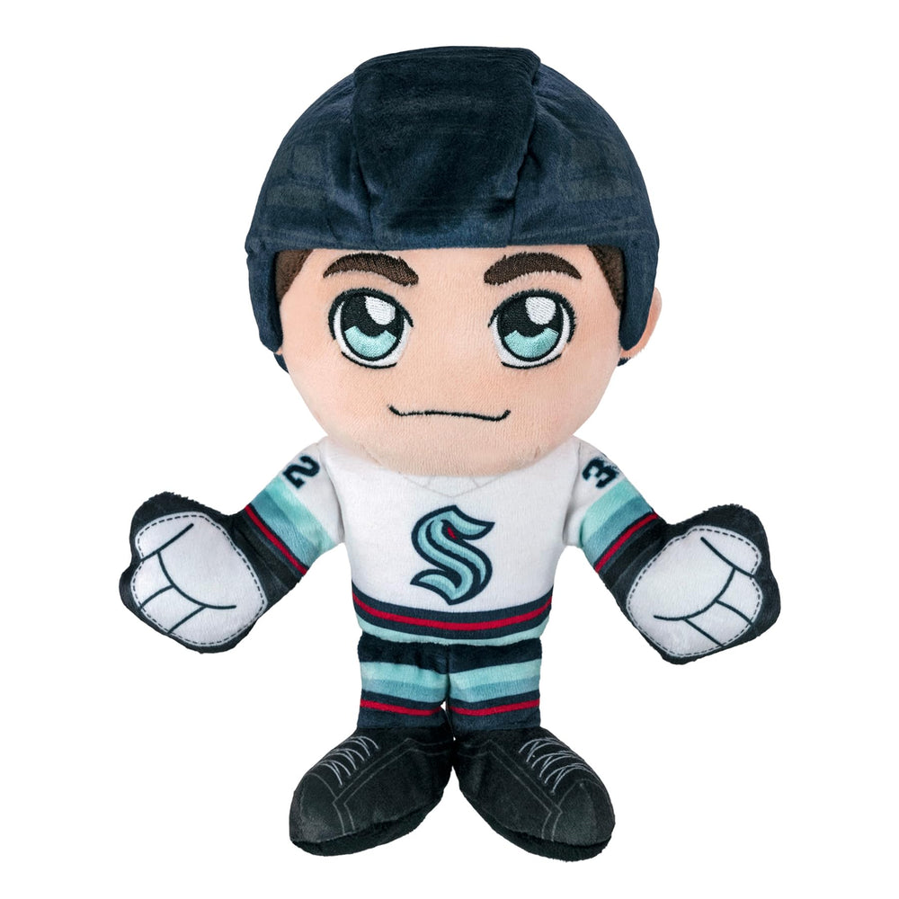 Seattle Kraken Kuricha plush displays embroidered uniform details for authentic fan decor.