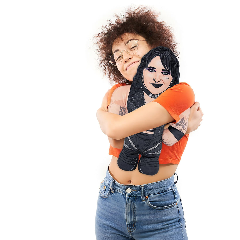 Bleacher Creatures WWE Rhea Ripley 24-inch plush, detailed outfit for lifelike styling.