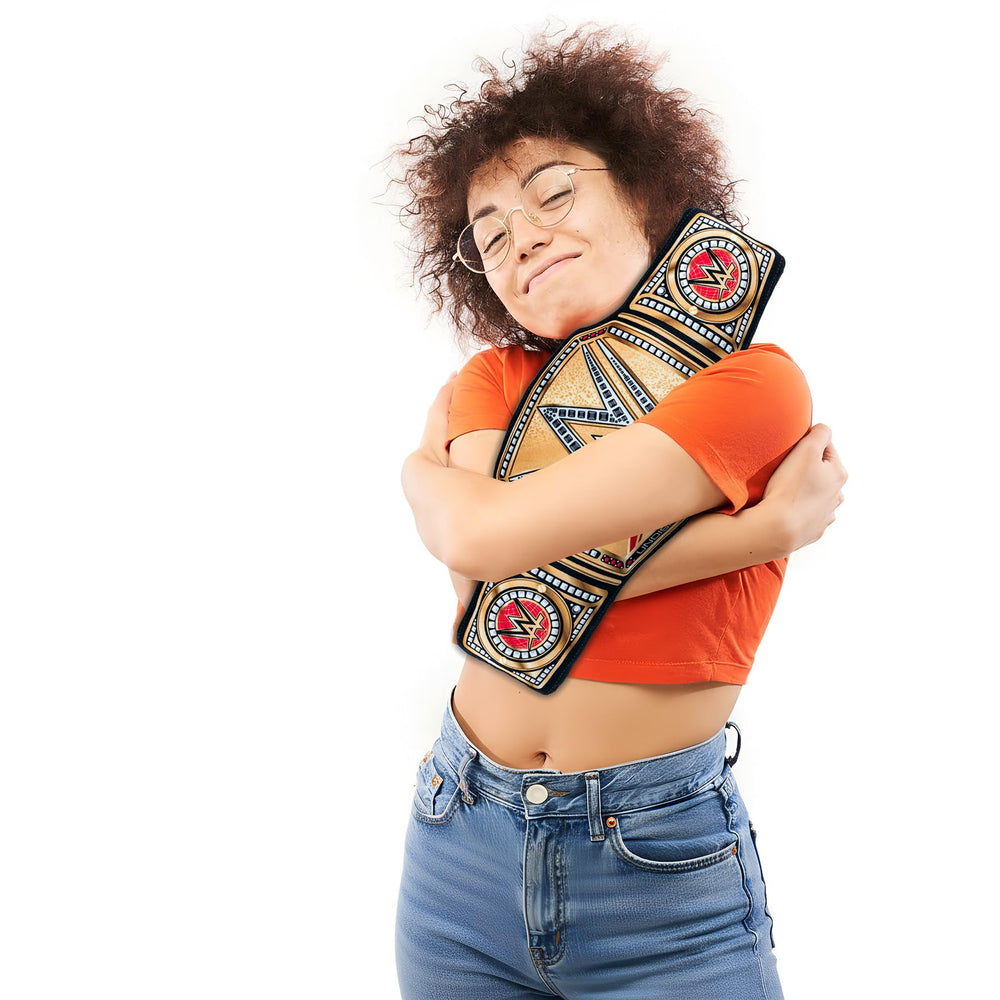 Bleacher Creatures WWE Universal Championship 24in Bleacher Buddy Belt emblem detail highlights crisp design.