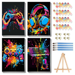 Bleihum controller paint by numbers kit with frame for display-ready gaming art.