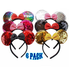 BLholife Minnie headbands set of six with colorful sequined bows for playful looks