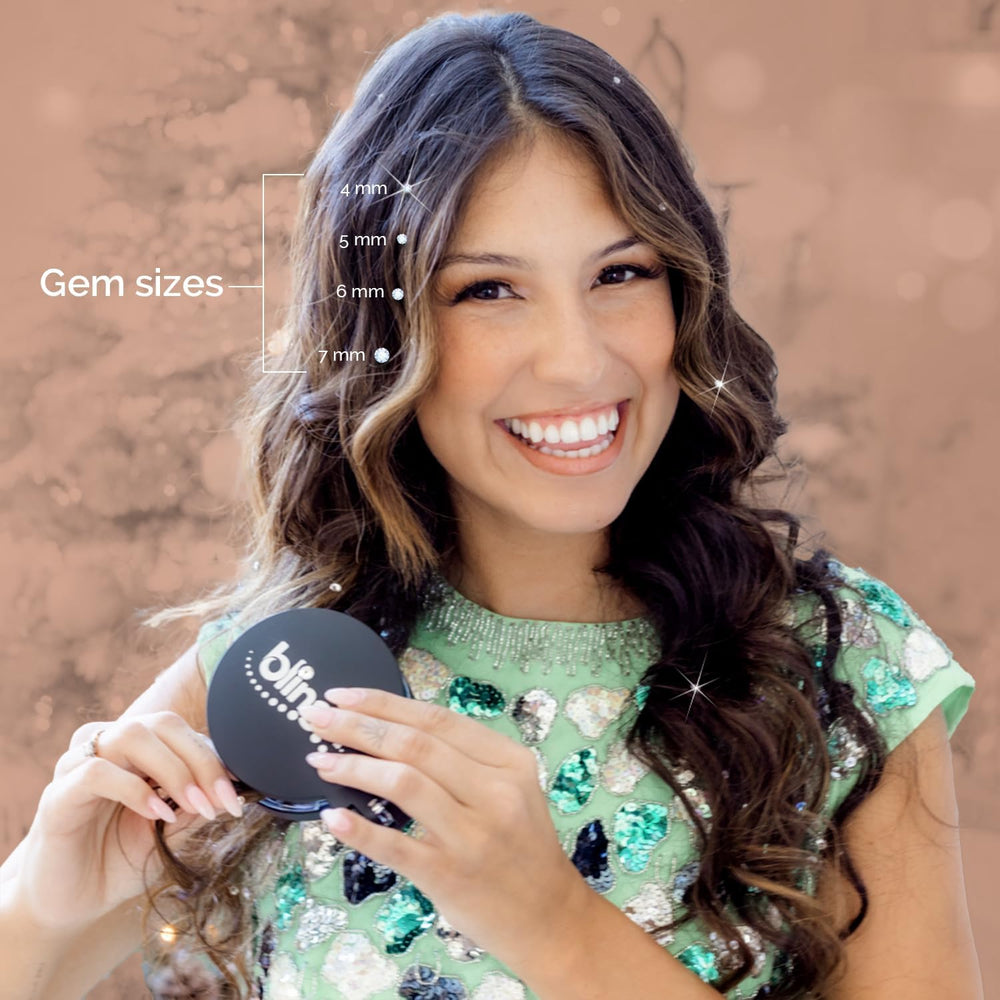 hair-safe crystals from blinger refill pack used on hairstyles