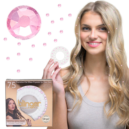 Blinger Shimmer Crystal Refill Pack five discs light rose crystals for hair sparkle