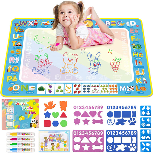BlissfulBlend water doodle mat setup shows large drawing surface for shared creativity.