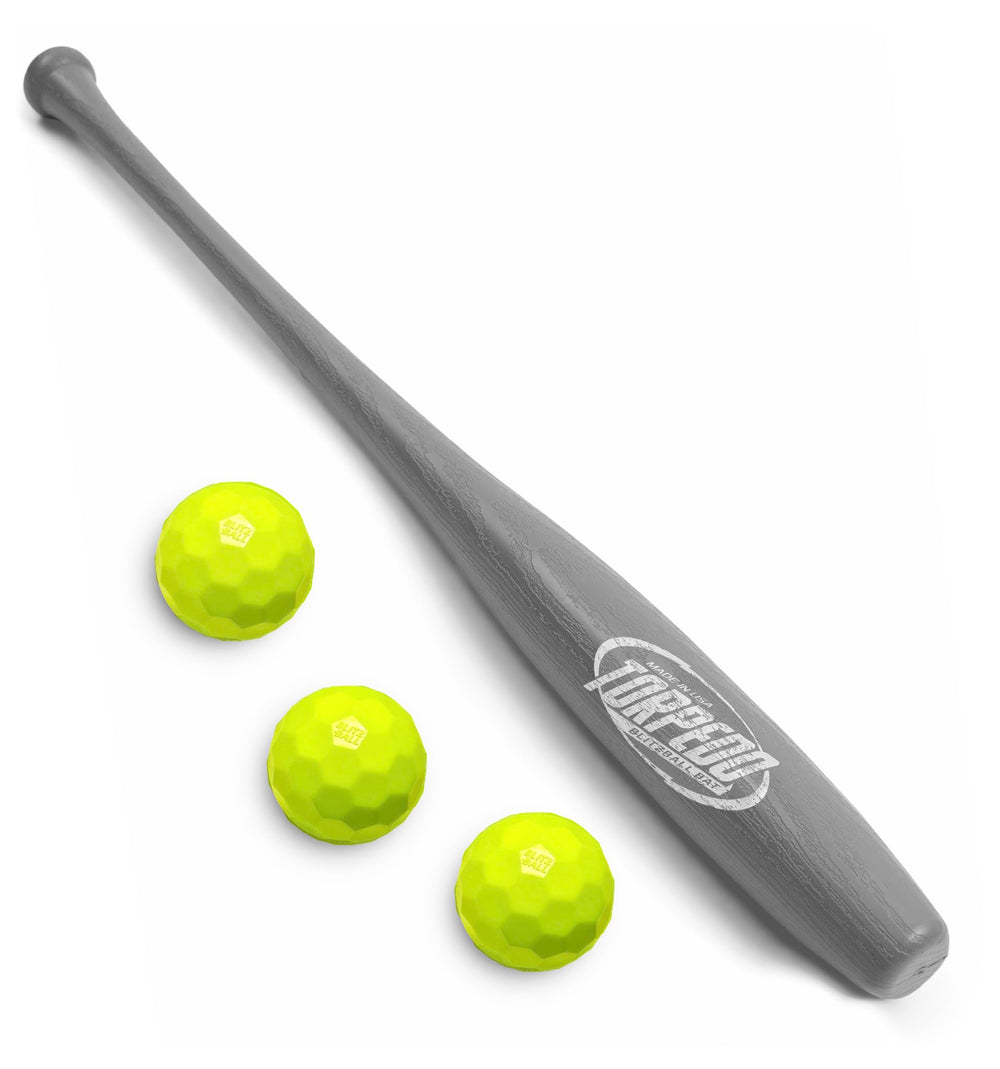 Blitzball Torpedo Set with Bat and three Blitzballs for backyard practice and improved aim