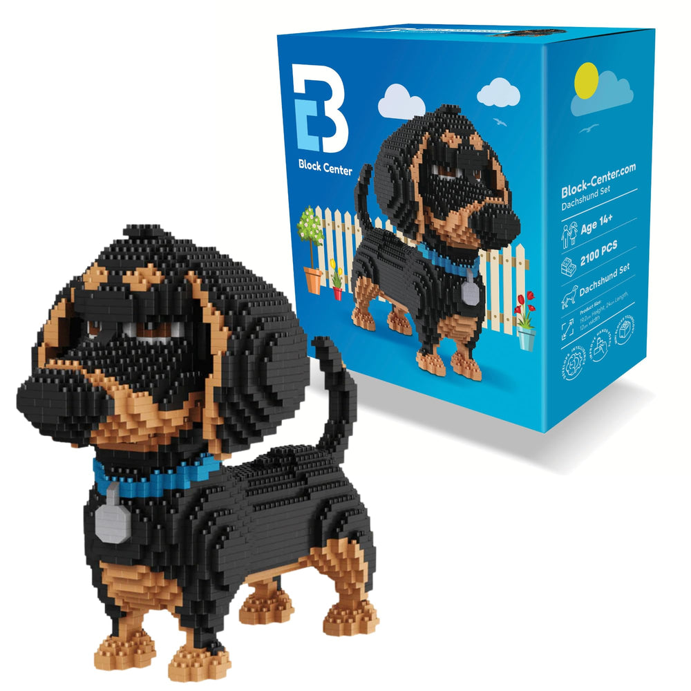 BLOCK CENTER Dachshund 3D puzzle front view for display by dog lovers