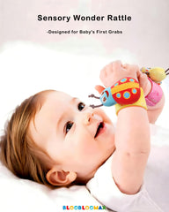 BLOOBLOOMAX monkey wrist rattle designed to help visual tracking and grabbing