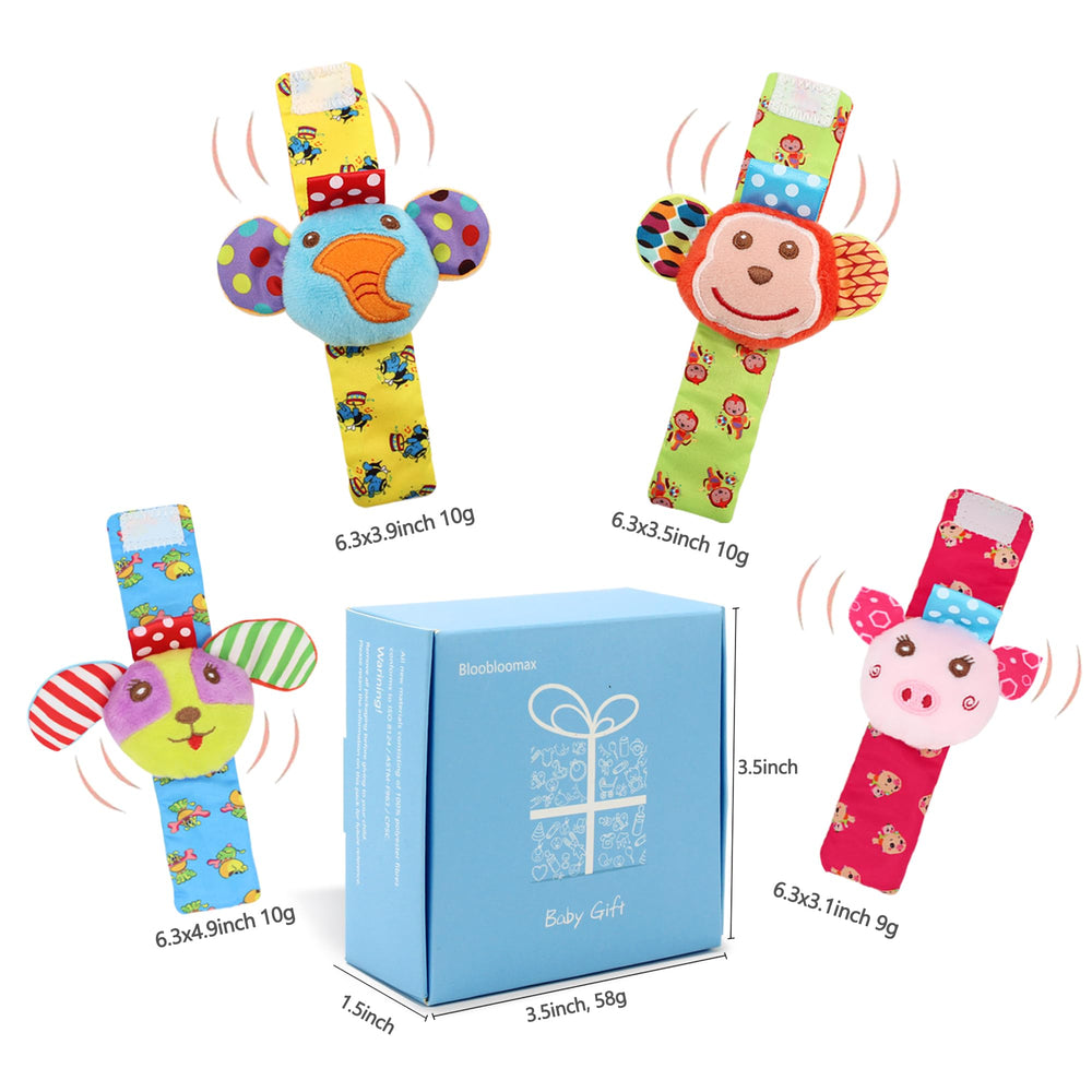BLOOBLOOMAX wrist rattle bear supports early motor coordination through playful grabbing.