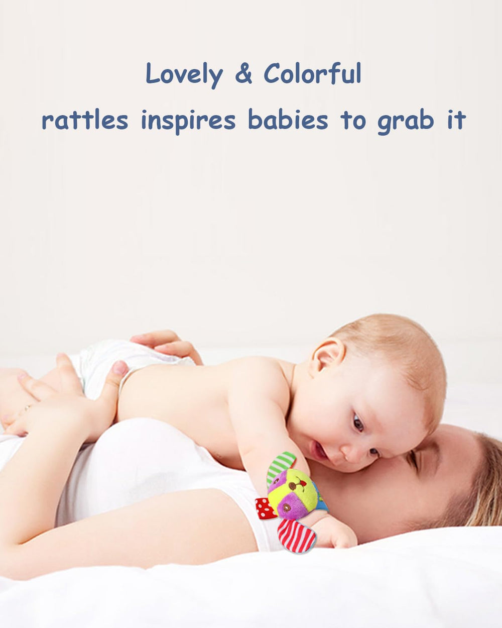 BLOOBLOOMAX wrist rattle bunny soft texture aids gentle touch sensation.