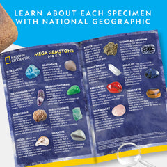 Blue Marble Mega Gemstone Dig Kit 16-page learning guide opened