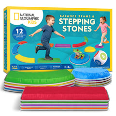 Blue Marble stepping stones show bright colors ready for balance play.
