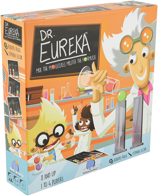 Blue Orange Dr. Eureka test tubes ready for quick, tactile logic challenges.